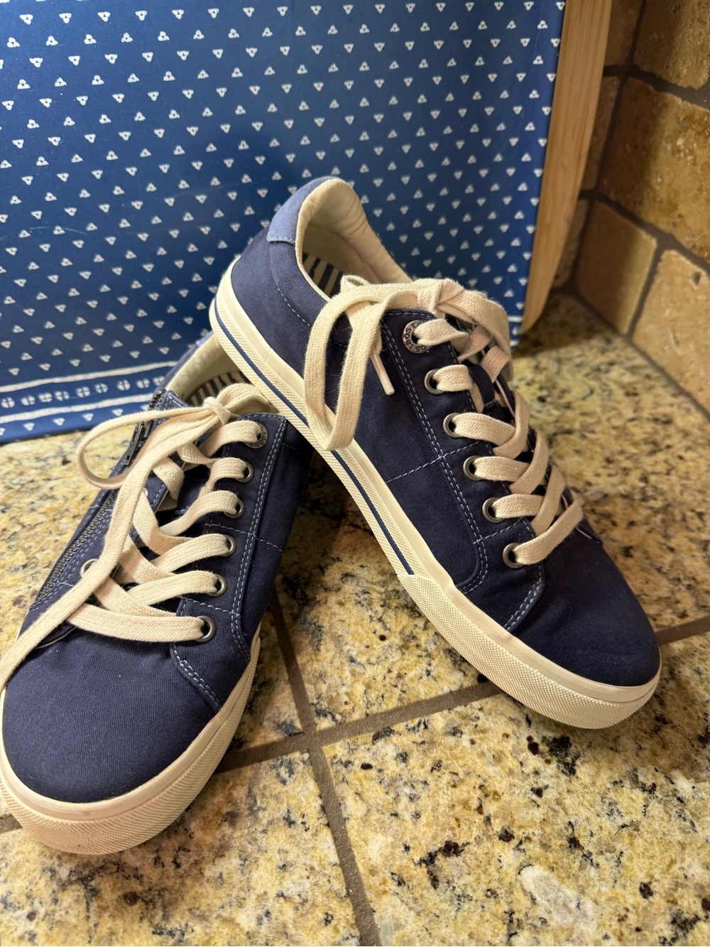 Taos Footwear Navy Canvas Sneakers with Cream Laces - Picture 6 of 7